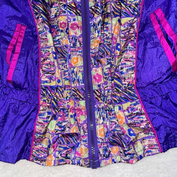 Vintage 80’s Windbreaker Jacket with Colourful Purple Print - Picture 4 of 7